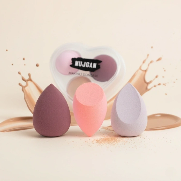 VipMarketim 3lü Makyaj Süngeri Seti Kalpli Kutu