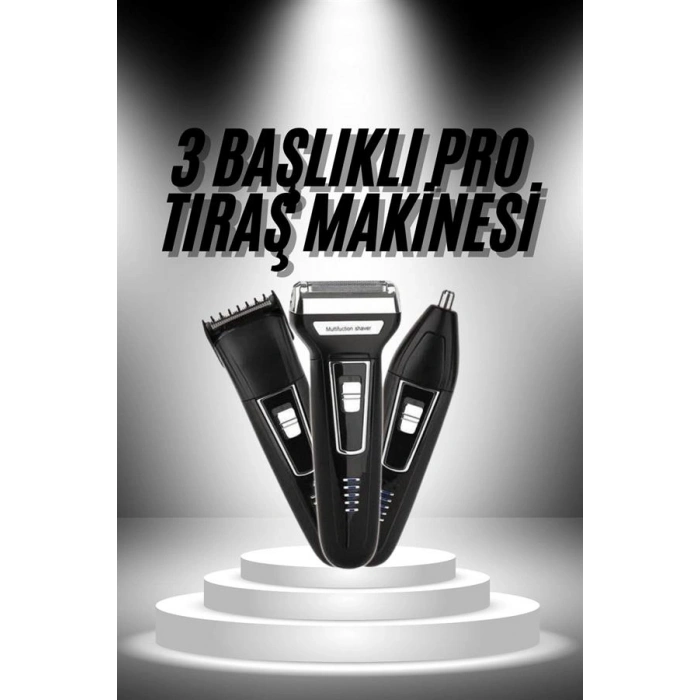 VipMarketim 3lü Set Saç Sakal Kesme Traş Makinesi Burun Kılı Alma Tıraş Makinesi