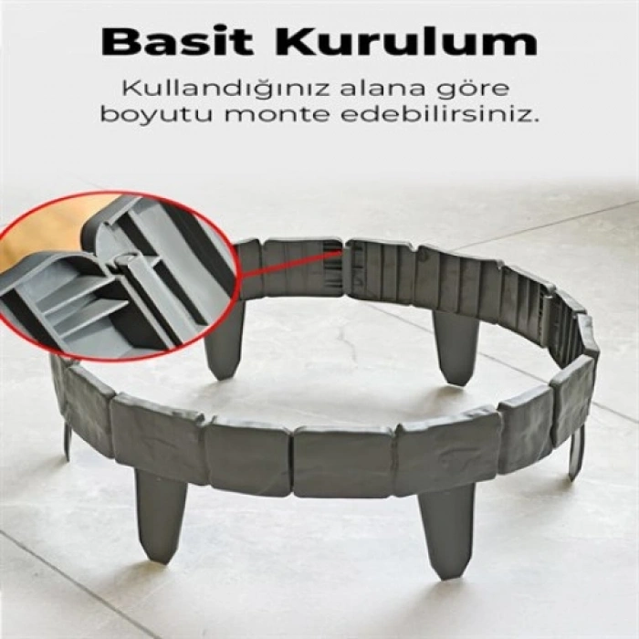 VipMarketim 3LÜ TAŞ GÖRÜNÜMLÜ BAHÇE ÇİTİ