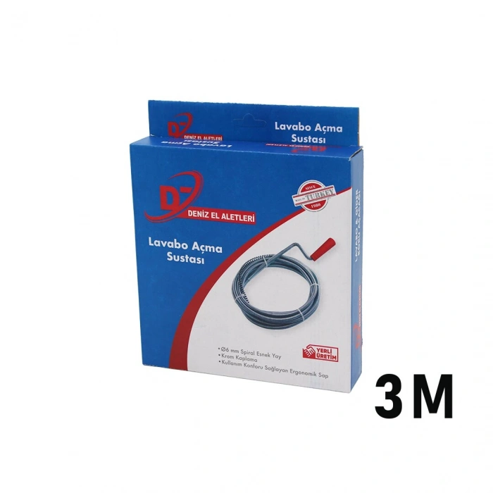 VipMarketim 3 Metre Lavabo Açma Sustası - Spiral Esnek Yay - 6 mm