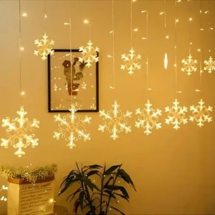 VipMarketim 3 Metre Saçaklı Kar Tanesi Perde LED