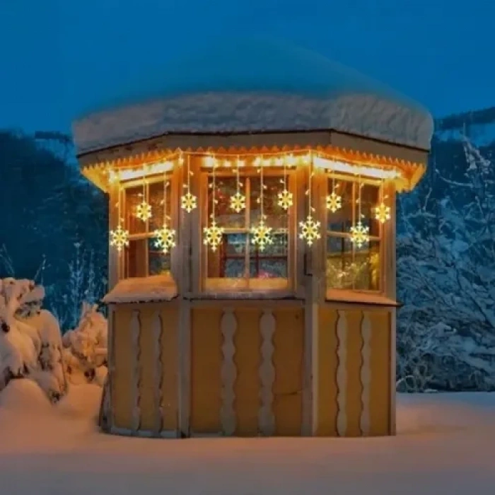 VipMarketim 3 Metre Saçaklı Kar Tanesi Perde LED