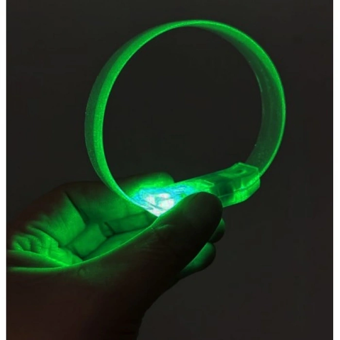 VipMarketim 3 Modlu Pilli LED Işıklı Esnek Parti Bilekliği Yeşil