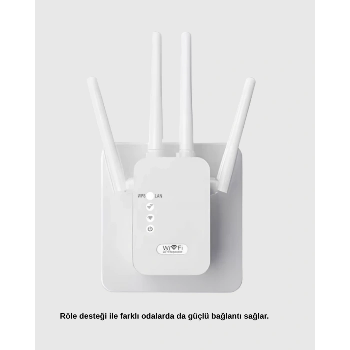 VipMarketim 300Mbps WiFi Menzil Genişletici 4 Antenli WPA3 Güvenlikli Priz Tipi Repeater