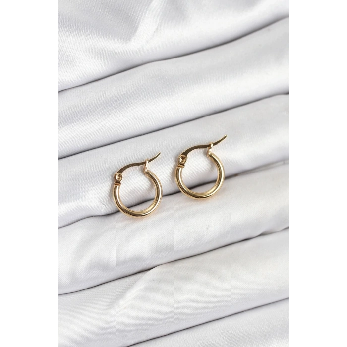 VipMarketim 316L Çelik Gold Renk 12 mm Halka Kadın Küpe 5886