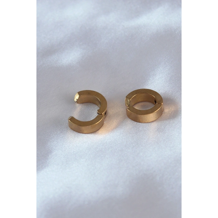 VipMarketim 316L Çelik Gold Renk Sıkıştırmalı Erkek Küpe 5886
