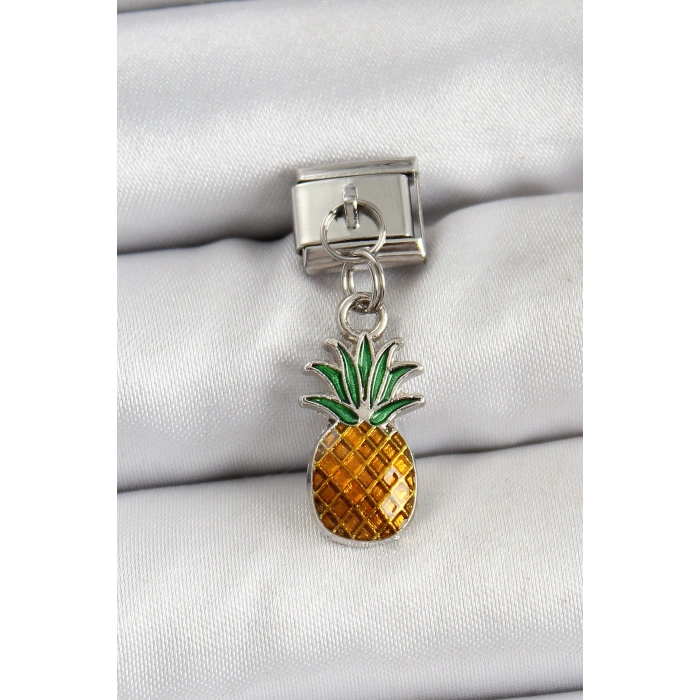 VipMarketim 316L Çelik Sallantılı Ananas Model Gümüş Renk Nomination Charm 5886