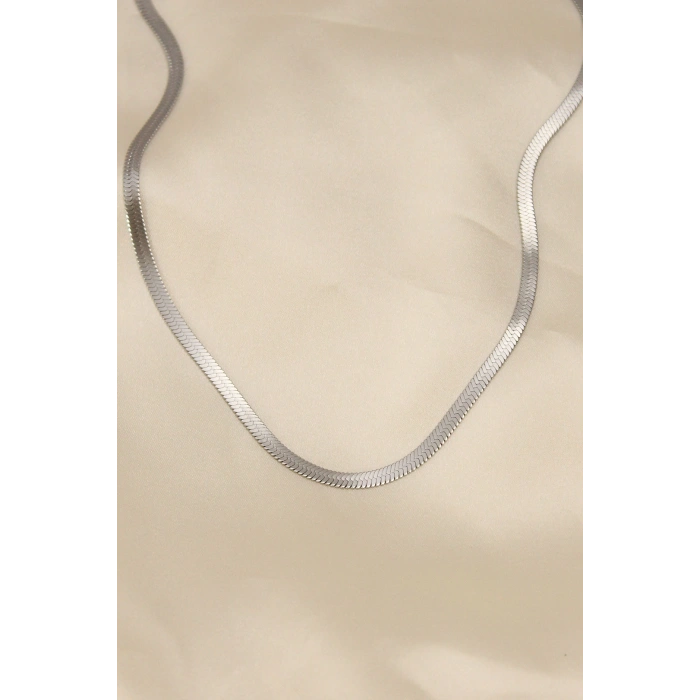 VipMarketim 316L Çelik Silver Renk 45 cm İtalyan Zincir Model Kadın Kolye 5886