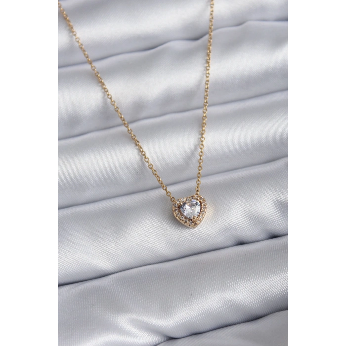 VipMarketim 316L Çelik Zincir Gold Renk Charm Kadın Kolye 5886