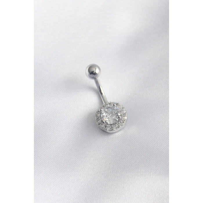 VipMarketim 316L Cerrahi Çelik Zirkon Taşlı Kadın Göbek Piercing 5886