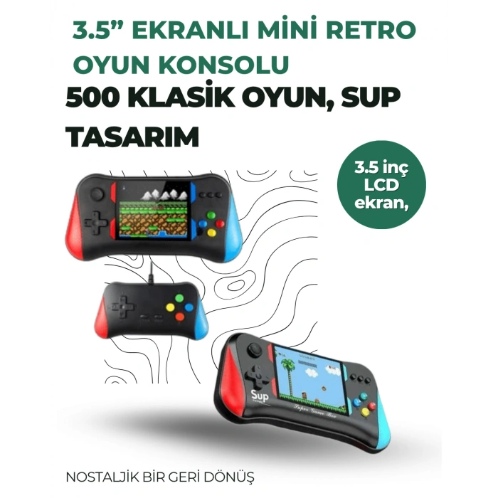 VipMarketim 3.5 İnç Ekranlı Klasik Oyun Konsolu – 500 Dahili Oyun