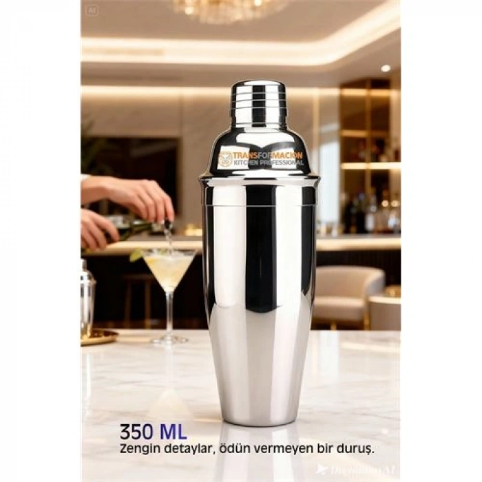 VipMarketim 350 ml Inox Shaker - Kokteyl Karıştırma Kabı Süzgeçli Bar Shaker Paslanmaz Çelik