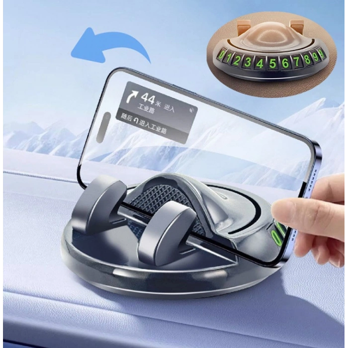 VipMarketim 360° Dönebilen Yapışkanlı Numaratörlü Araç Telefon Tutucu