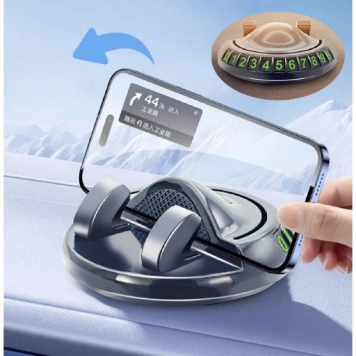 VipMarketim 360° Dönebilen Yapışkanlı Numaratörlü Araç Telefon Tutucu