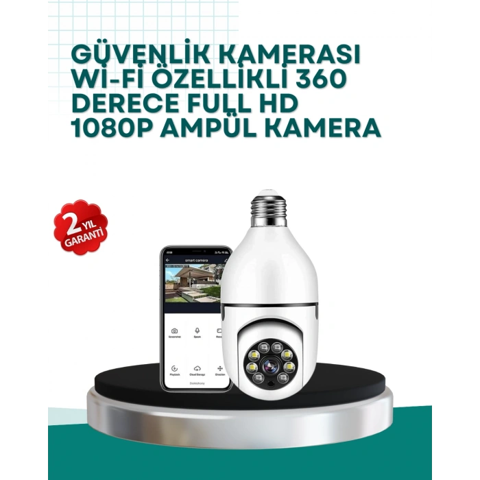 VipMarketim 360° Panoramik Görüntüleme Sunan Ampul Tipi Güvenlik Kamerası