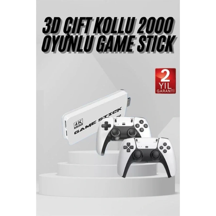 VipMarketim 3D 4K 2000 Oyunlu Game Stick Oyun Konsolu Çift Konsol