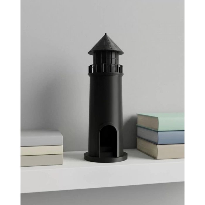 VipMarketim 3D Deniz Feneri Mumluk Siyah Dekoratif Masa Üstü Aksesuar