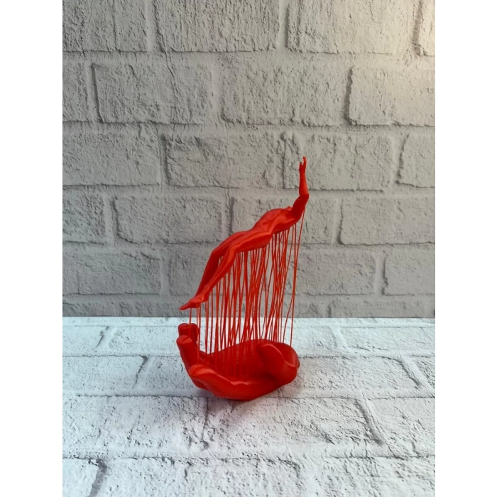 VipMarketim 3D El Formlu İnsan Figürü Kırmızı Soyut Tasarım Dekoratif Biblo 12x18 cm