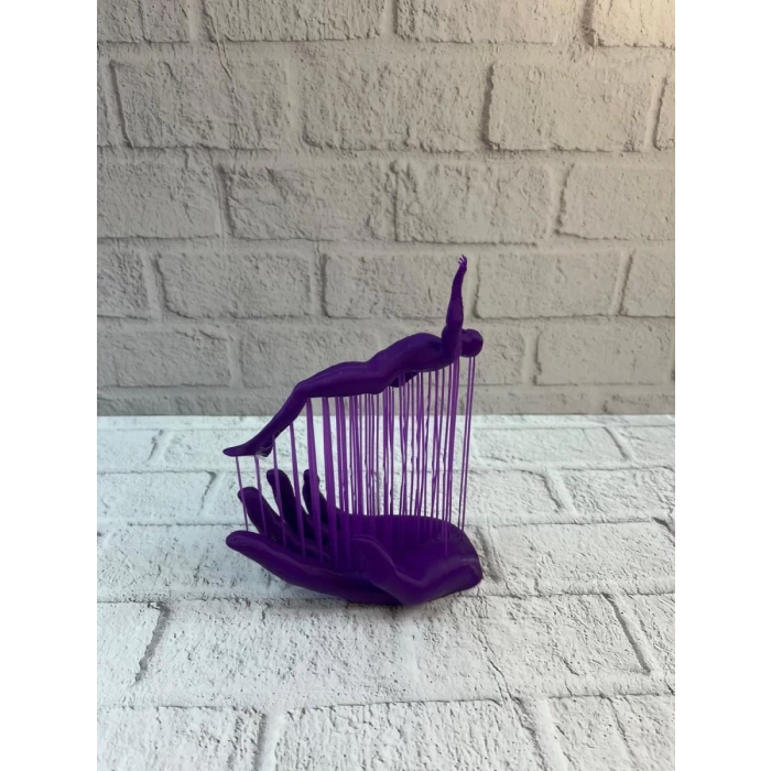 VipMarketim 3D El Formlu İnsan Figürü Mor Özgün Sanat Biblosu 12x18 cm