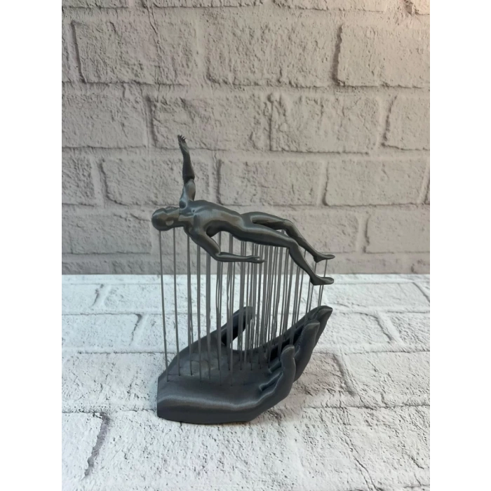 VipMarketim 3D El İnsan Figürü Gri Soyut Modern Dekoratif Biblo