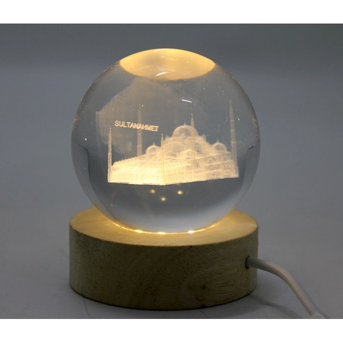 VipMarketim 3D İstanbul Temalı Kristal Cam Küre Led Lamba Model 1