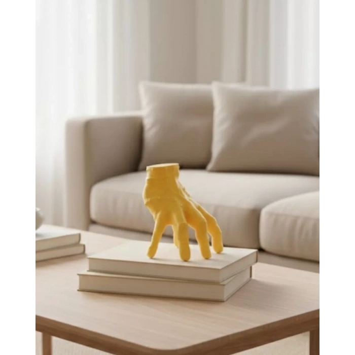 VipMarketim 3D Sarı El Tasarım Dekor 17x16 cm Konsol ve Şömine Üstü Aksesuar