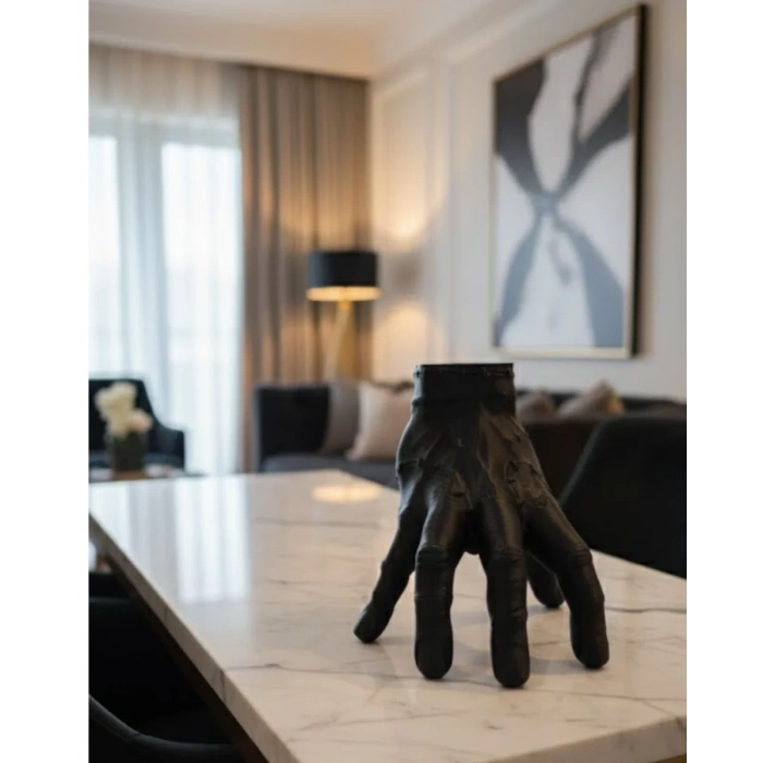 VipMarketim 3D Siyah El Heykeli 17x16 cm Raf ve Masa Üstü Dekor