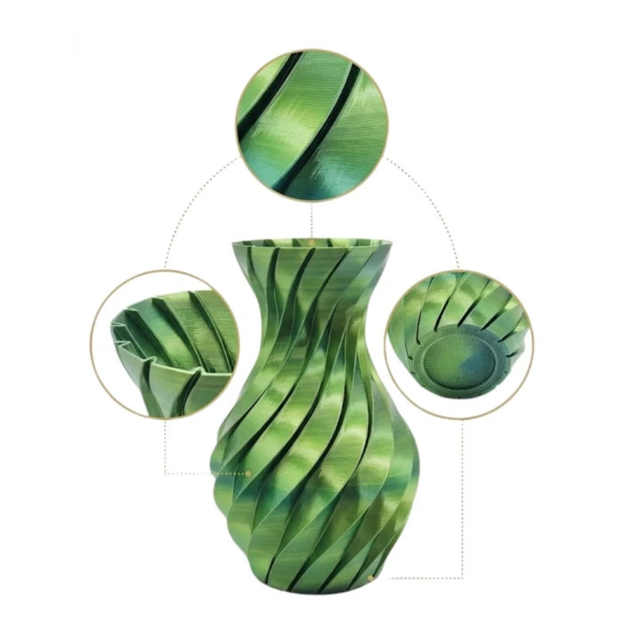 VipMarketim 3D Spiral Yeşil Vazo Modern Tasarım Dekoratif Ev Aksesuarı