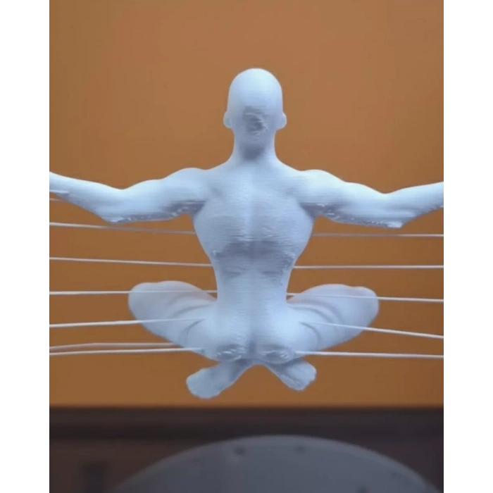 VipMarketim 3D Zen Heykeli Ay Formlu Meditasyon Yapan İnsan Figürü Dekor