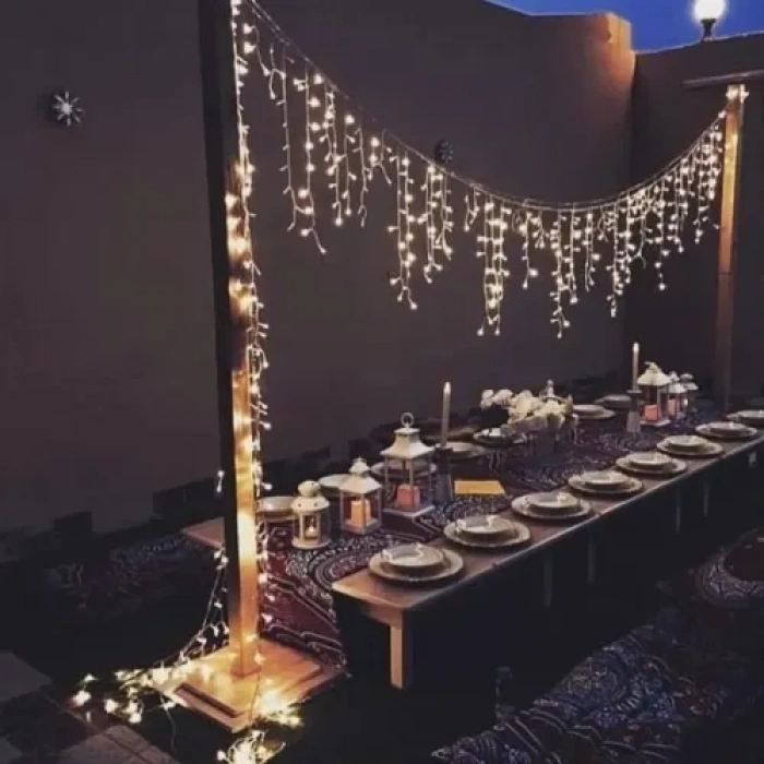 VipMarketim 3m 100 LED Çakarlı IP65 Dış Mekan Saçak Perde