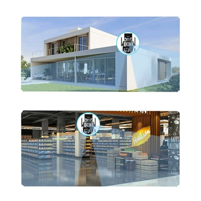 VipMarketim 3MP + 3MP Wi-Fi IP TF Kart Girişli Optik Zoom Kamera