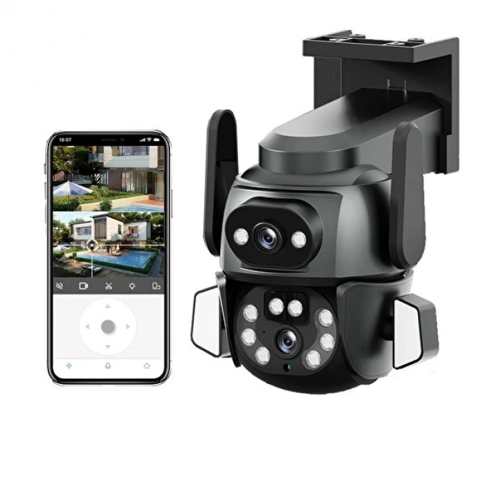 VipMarketim 3MP + 3MP Wi-Fi IP TF Kart Girişli Optik Zoom Kamera