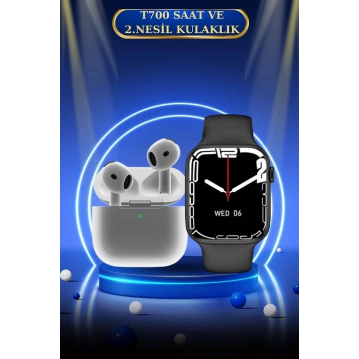 VipMarketim 3.Nesil TWS Bluetooth Kulaklık ve Dokunmatik Ekran Akıllı Saat Sesli Görüşme