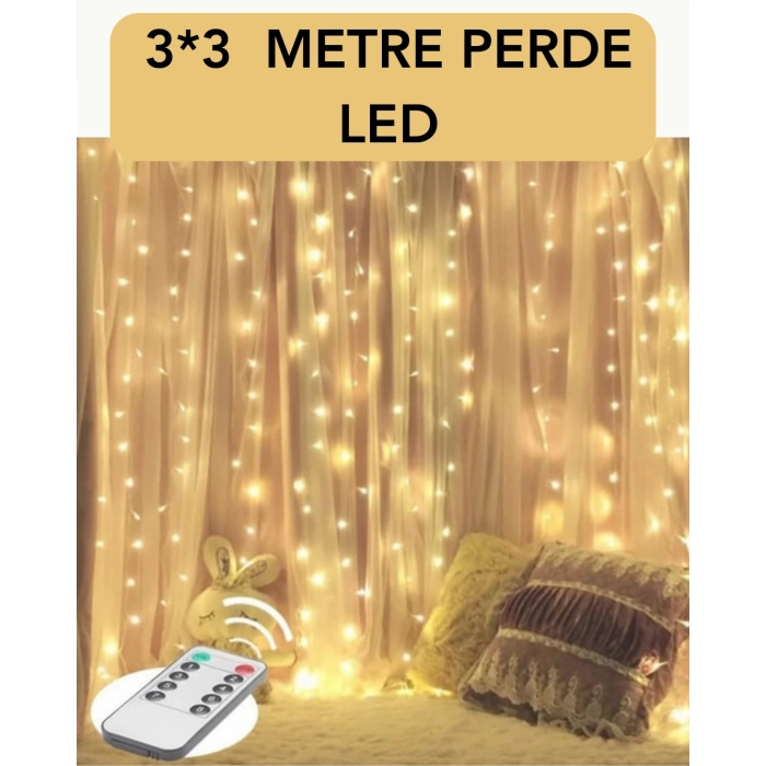 VipMarketim 3x3 Metre Perde LED Işık – Parti ve Bahçe Dekorasyonu