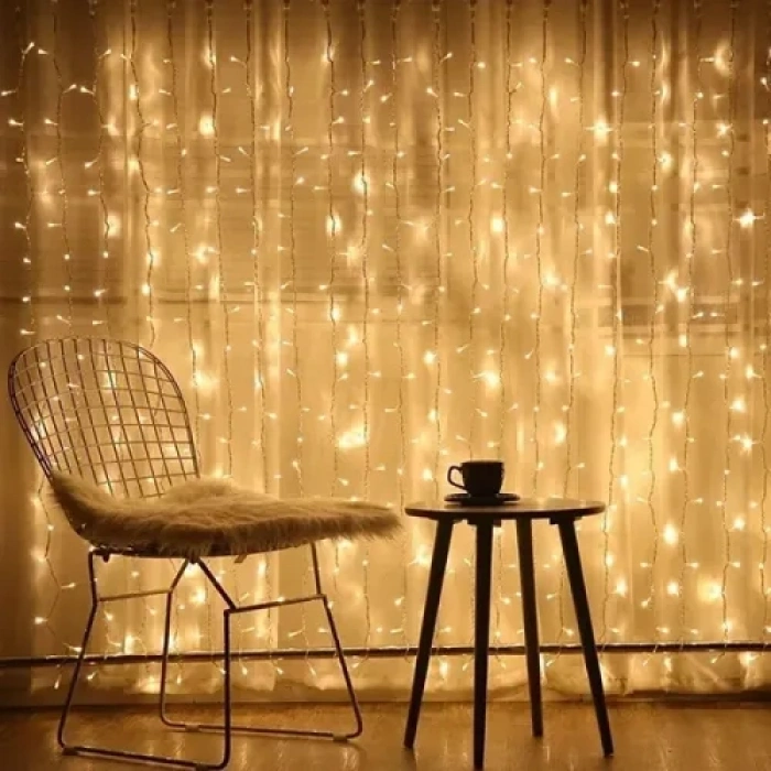 VipMarketim 3x3 Metre Sarı Işıklı Perde LED