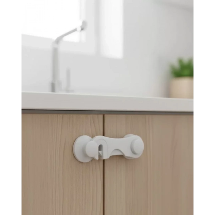 VipMarketim 4 Adet Bebek Güvenlik Dolap Kilidi Çift Taraflı Bantlı Kolay Montajlı Emniyet Seti