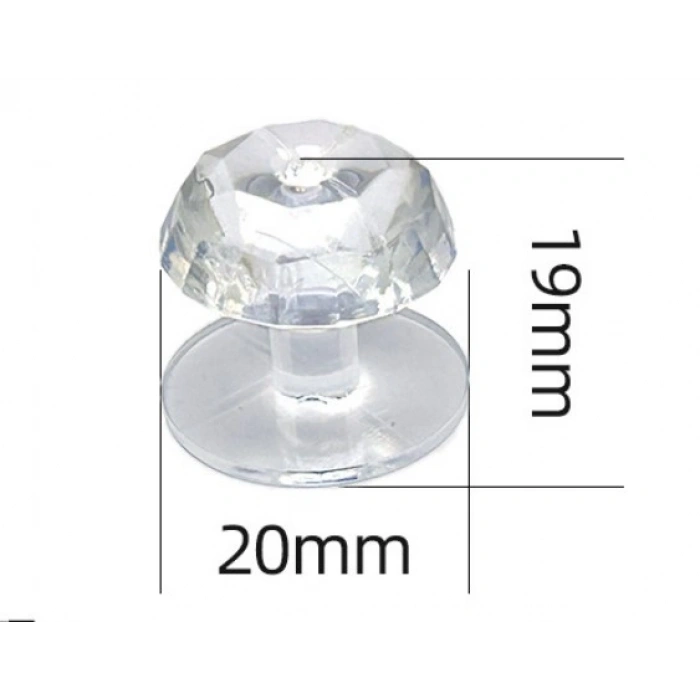 VipMarketim 4 Adet Kristal Tasarımlı Çok Amaçlı Yapışkanlı Tutacak Buton