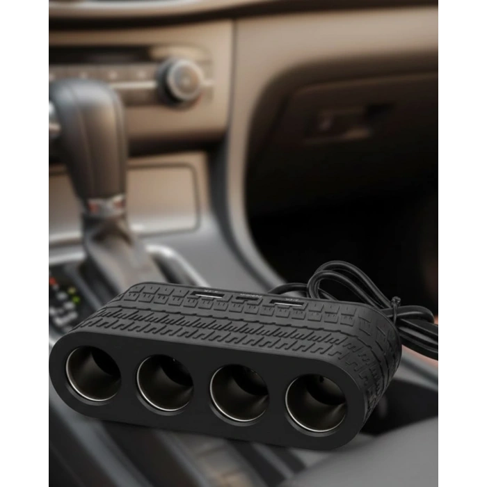 VipMarketim 4 Çakmak Girişli Araç Çoklayıcı Type C ve USB Destekli Güvenli Güç Dağıtıcı