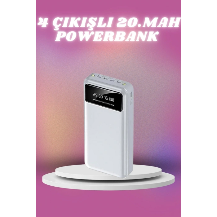 VipMarketim 4 Çıkışlı 20.000 MAH Powerbank Taşınabilir Çoklu Giriş