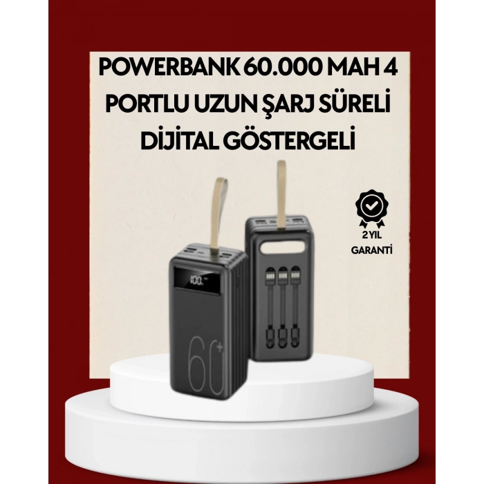 VipMarketim 4 Çıkışlı Hızlı Şarj Destekli Powerbank