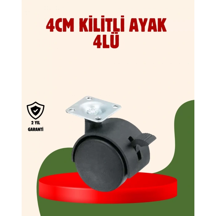 VipMarketim 4 cm Kilitli Döner Ayak 4 Adet Sehpa ve Mobilya Ayağı