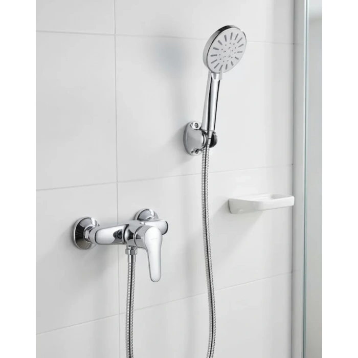 VipMarketim 4 Fonksiyonlu Krem El Duşu Seti Spiral Hortum ve Duş Askısı