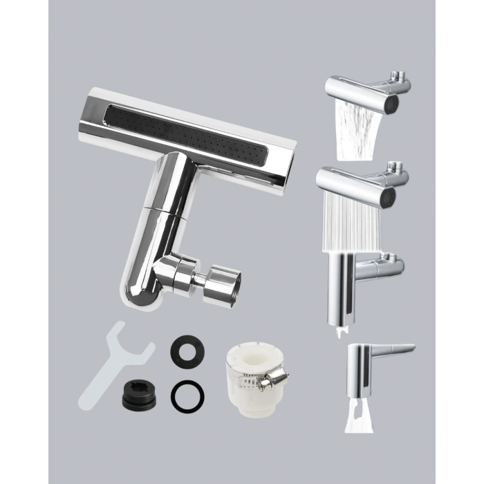 VipMarketim 4 Fonksiyonlu Musluk Başlığı 360 Derece Dönebilen ve Su Tasarruflu