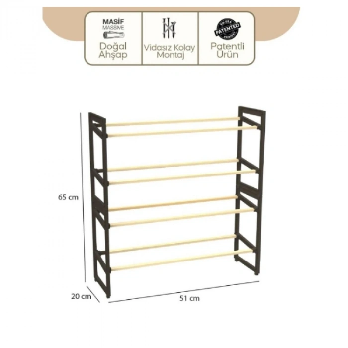 VipMarketim 4 Katlı Ahşap Ayakkabılık