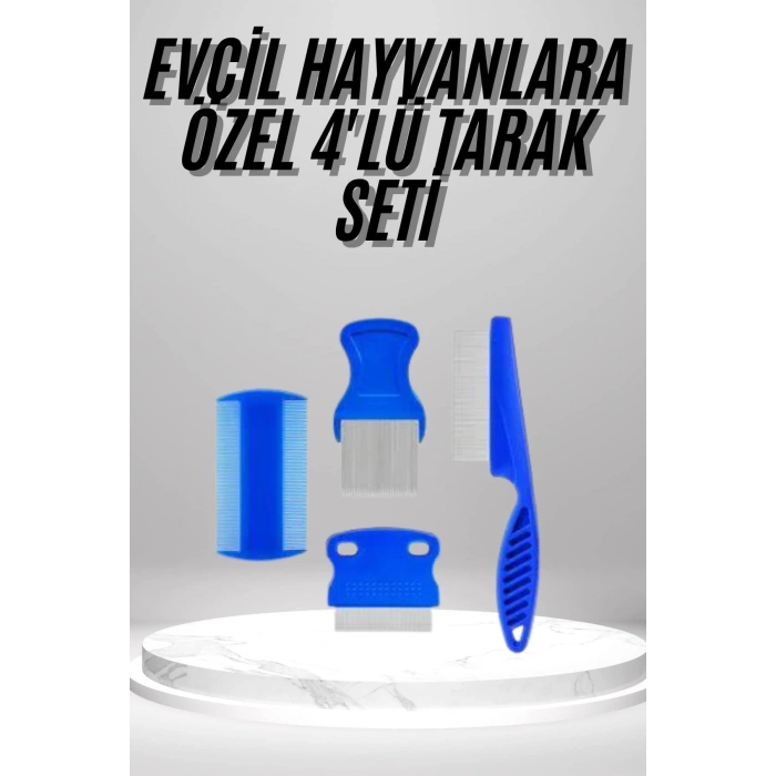 VipMarketim 4lü Bit Evcil Hayvan Tarak Seti Kedi Köpek Bit Tarak Seti Pire Tarağı