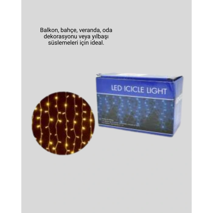 VipMarketim 4 Metre Yılbaşı Şelale Led Perde Işık Ev Bahçe Dekor