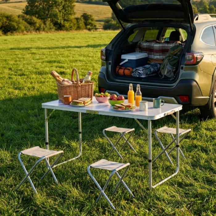 VipMarketim 4 Sandalyeli Katlanabilir Masa Seti