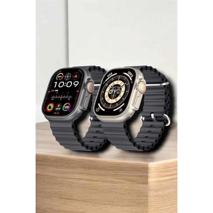 VipMarketim 45 MM Gri Kasa Ultra Akıllı Saat Sesli Görüşme Sağlık Takibi Suya Dayanıklı