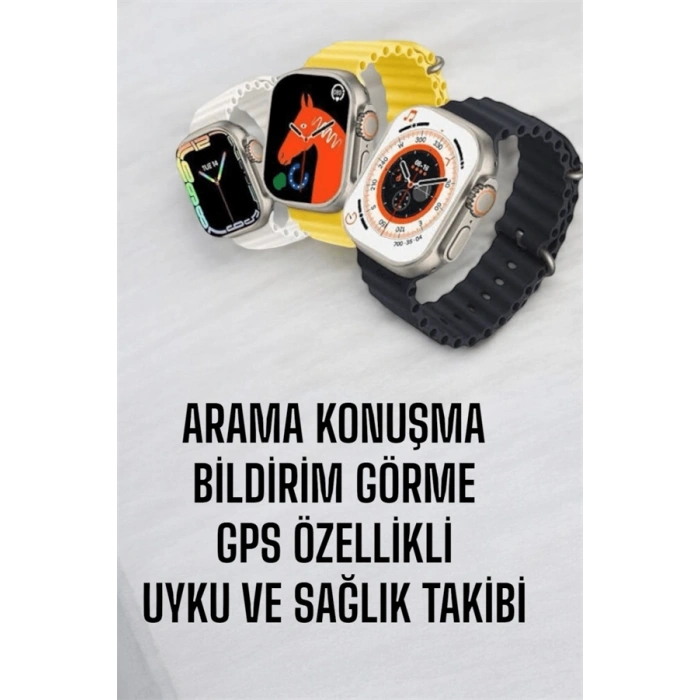VipMarketim 45 MM Gri Kasa Ultra Akıllı Saat Sesli Görüşme Sağlık Takibi Suya Dayanıklı