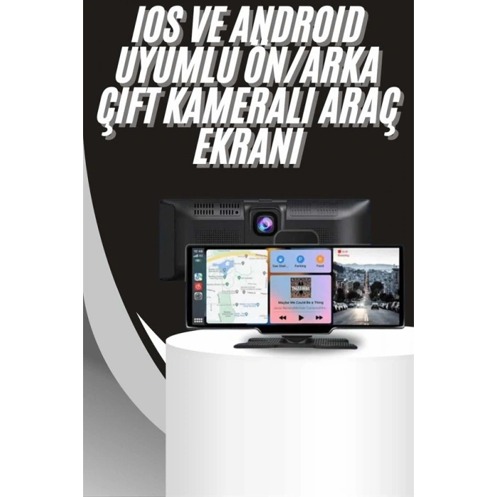 VipMarketim 4K 10.2 İnç Çift Kameralı Araç Multimedya Ekranı CarPlay Kablosuz Tüm Cihazlara Uyumlu
